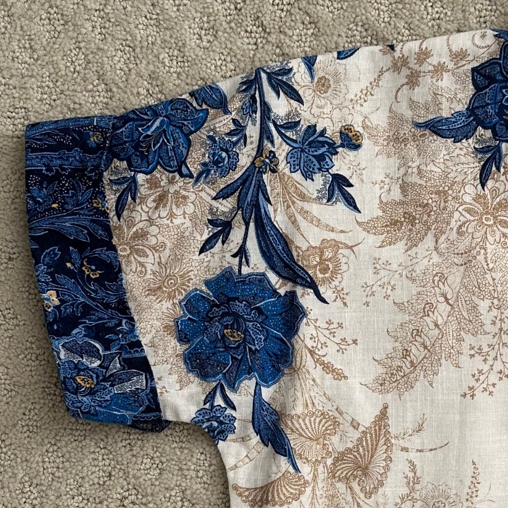 Francesca Bettini Linen Blend Floral Shift Dress Small Summer Vacation Casual - Picture 5 of 15
